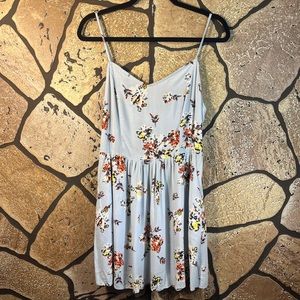 No boundaries floral dress pockets light blue L spaghetti strap tank smocked